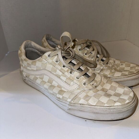 Vans Old Skool Womens Size‎  9 White Cream Checkerboard Low Top Lace Up - Picture 1 of 8